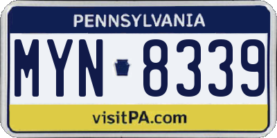 PA license plate MYN8339