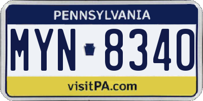 PA license plate MYN8340