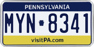 PA license plate MYN8341