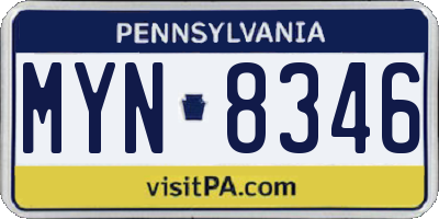 PA license plate MYN8346