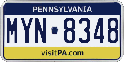 PA license plate MYN8348