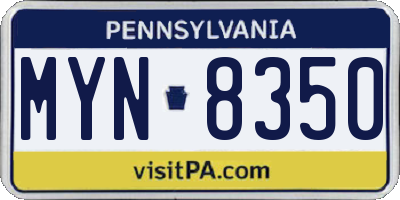 PA license plate MYN8350