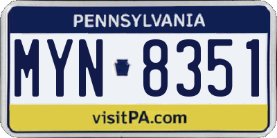 PA license plate MYN8351