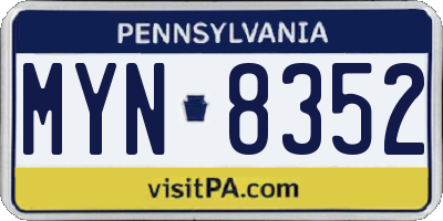 PA license plate MYN8352