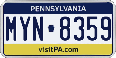 PA license plate MYN8359