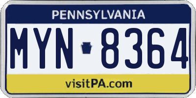 PA license plate MYN8364