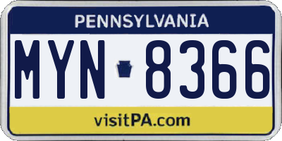 PA license plate MYN8366