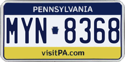 PA license plate MYN8368
