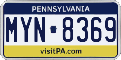 PA license plate MYN8369