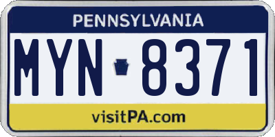PA license plate MYN8371