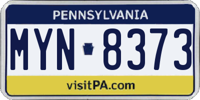 PA license plate MYN8373