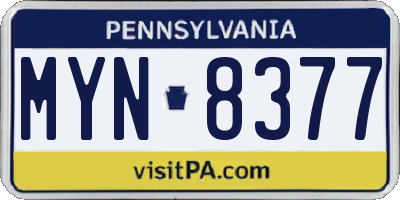 PA license plate MYN8377