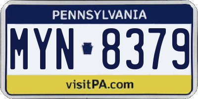 PA license plate MYN8379