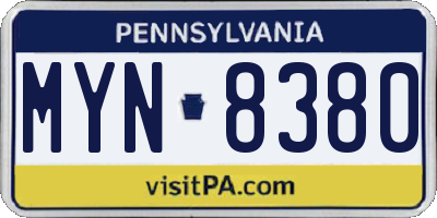 PA license plate MYN8380