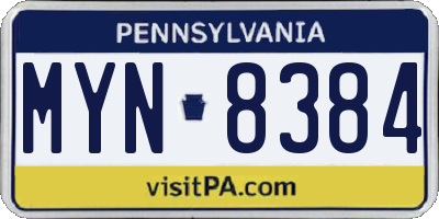 PA license plate MYN8384