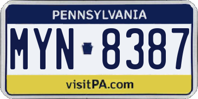 PA license plate MYN8387