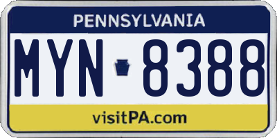 PA license plate MYN8388