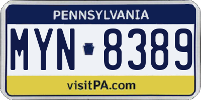 PA license plate MYN8389