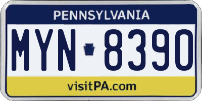 PA license plate MYN8390