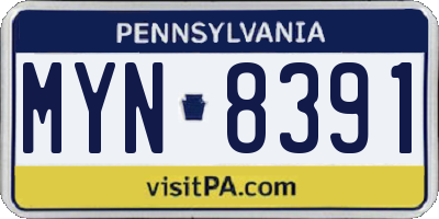 PA license plate MYN8391