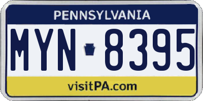 PA license plate MYN8395
