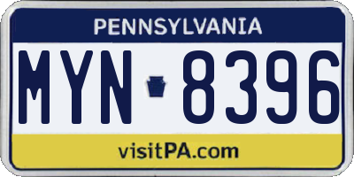 PA license plate MYN8396