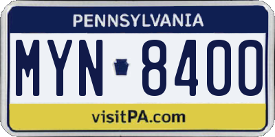 PA license plate MYN8400