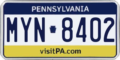 PA license plate MYN8402