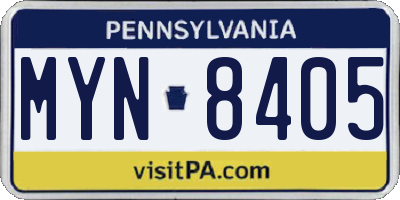 PA license plate MYN8405
