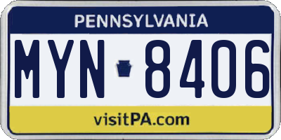 PA license plate MYN8406