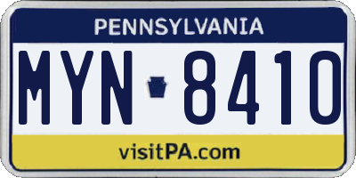 PA license plate MYN8410