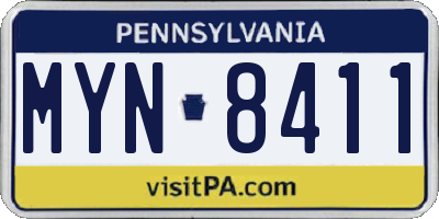 PA license plate MYN8411
