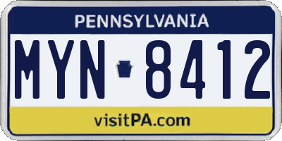 PA license plate MYN8412