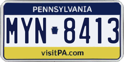 PA license plate MYN8413