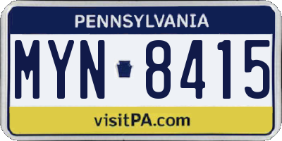 PA license plate MYN8415