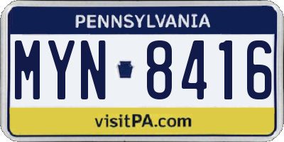 PA license plate MYN8416