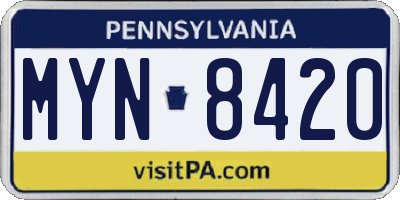 PA license plate MYN8420