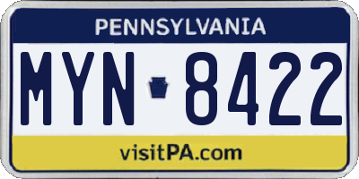 PA license plate MYN8422