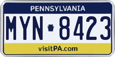 PA license plate MYN8423