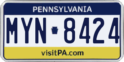 PA license plate MYN8424