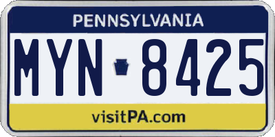 PA license plate MYN8425