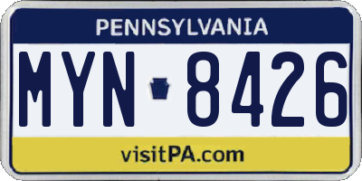PA license plate MYN8426