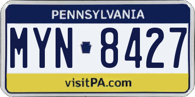 PA license plate MYN8427