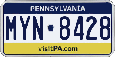 PA license plate MYN8428