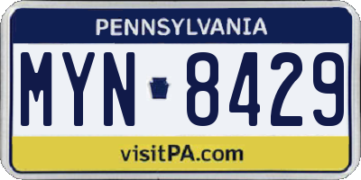 PA license plate MYN8429
