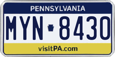 PA license plate MYN8430