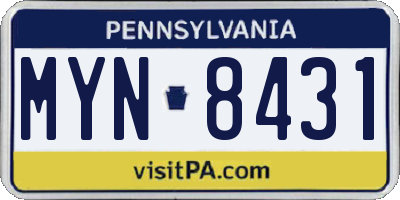 PA license plate MYN8431
