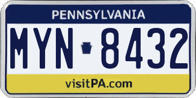 PA license plate MYN8432