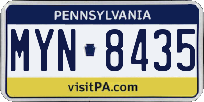 PA license plate MYN8435