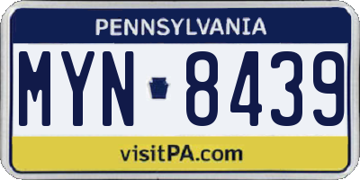 PA license plate MYN8439